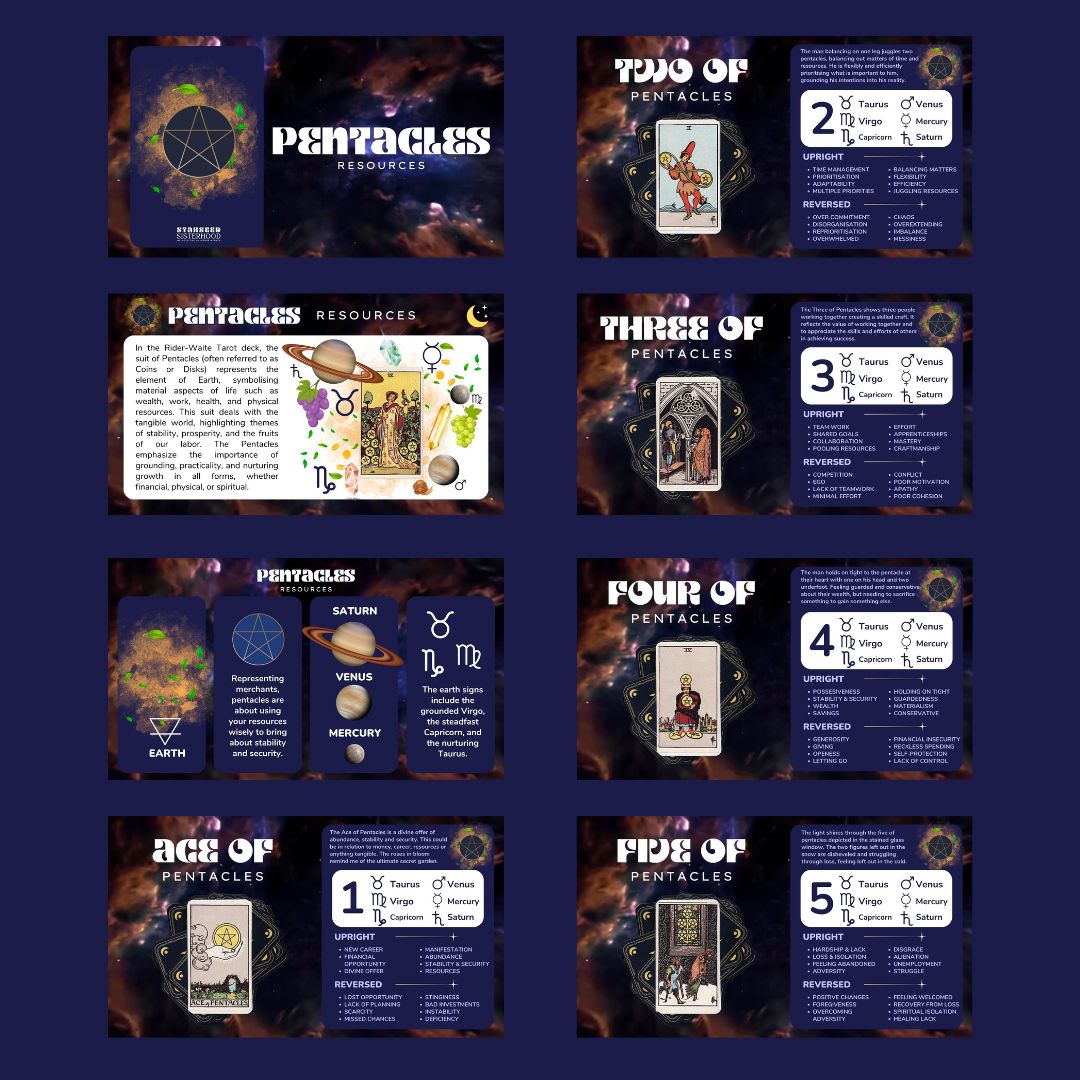 The Suit of Pentacles Tarot Guide - An 18 Page Digital Download